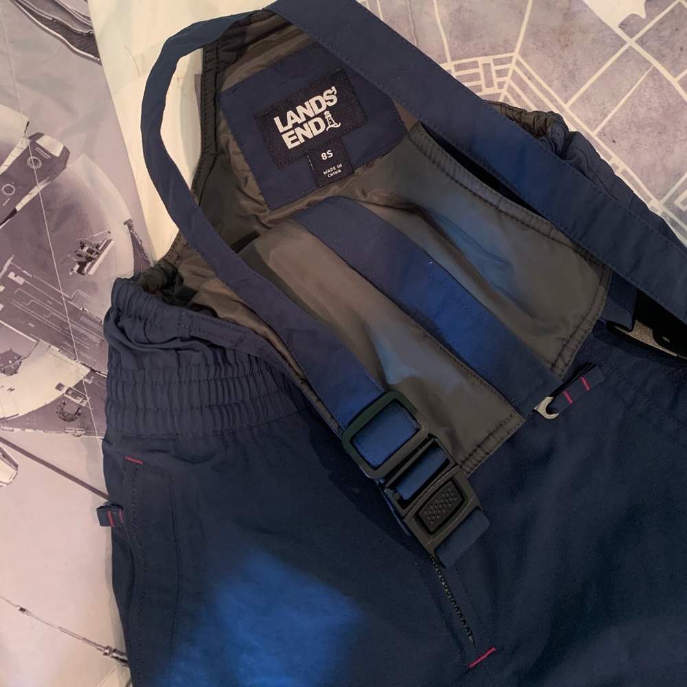Girl’s Navy Snow Pant - overall by Lands End - 8s - excellent condition